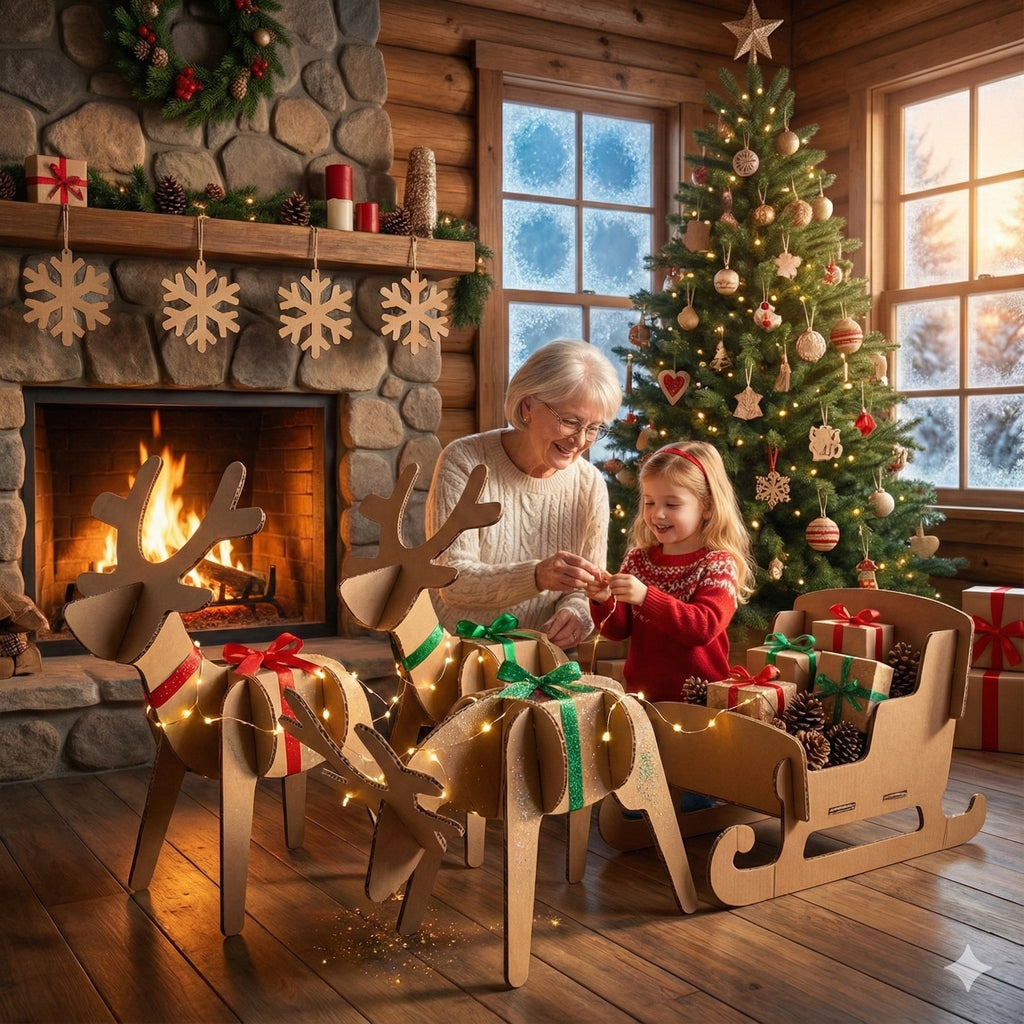 Set trineo, renos y copos