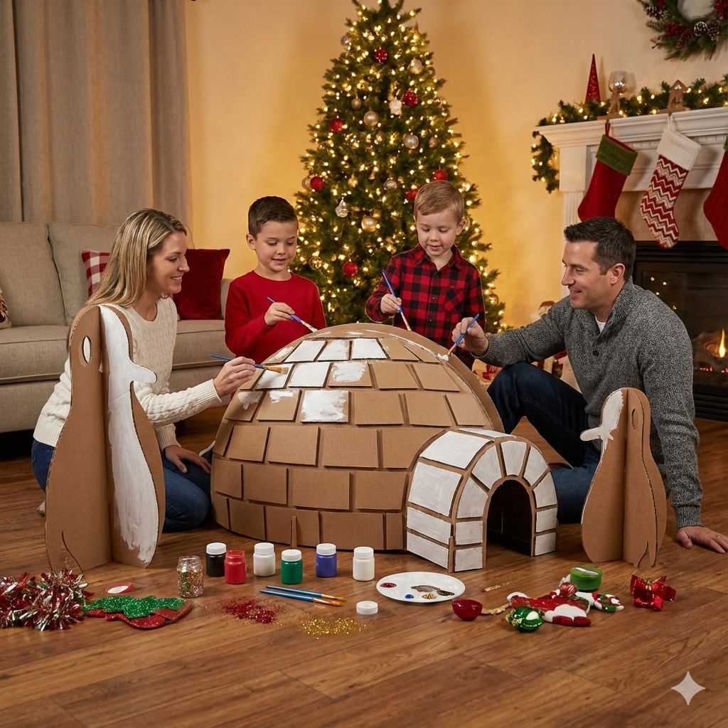 Iglú con pingüinos