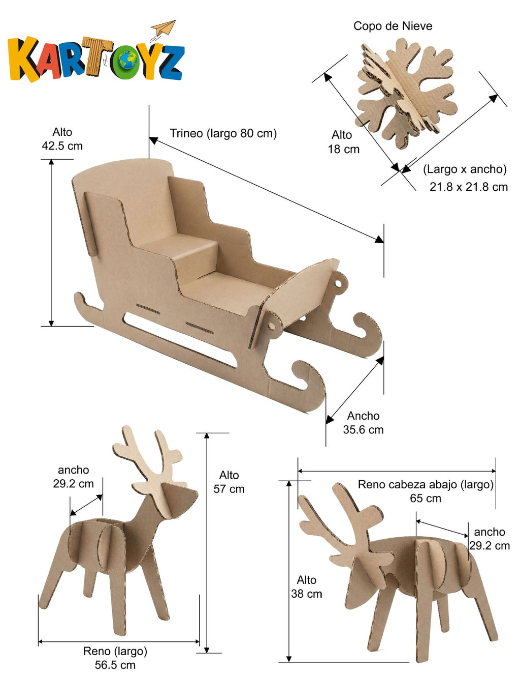 Set trineo, renos y copos