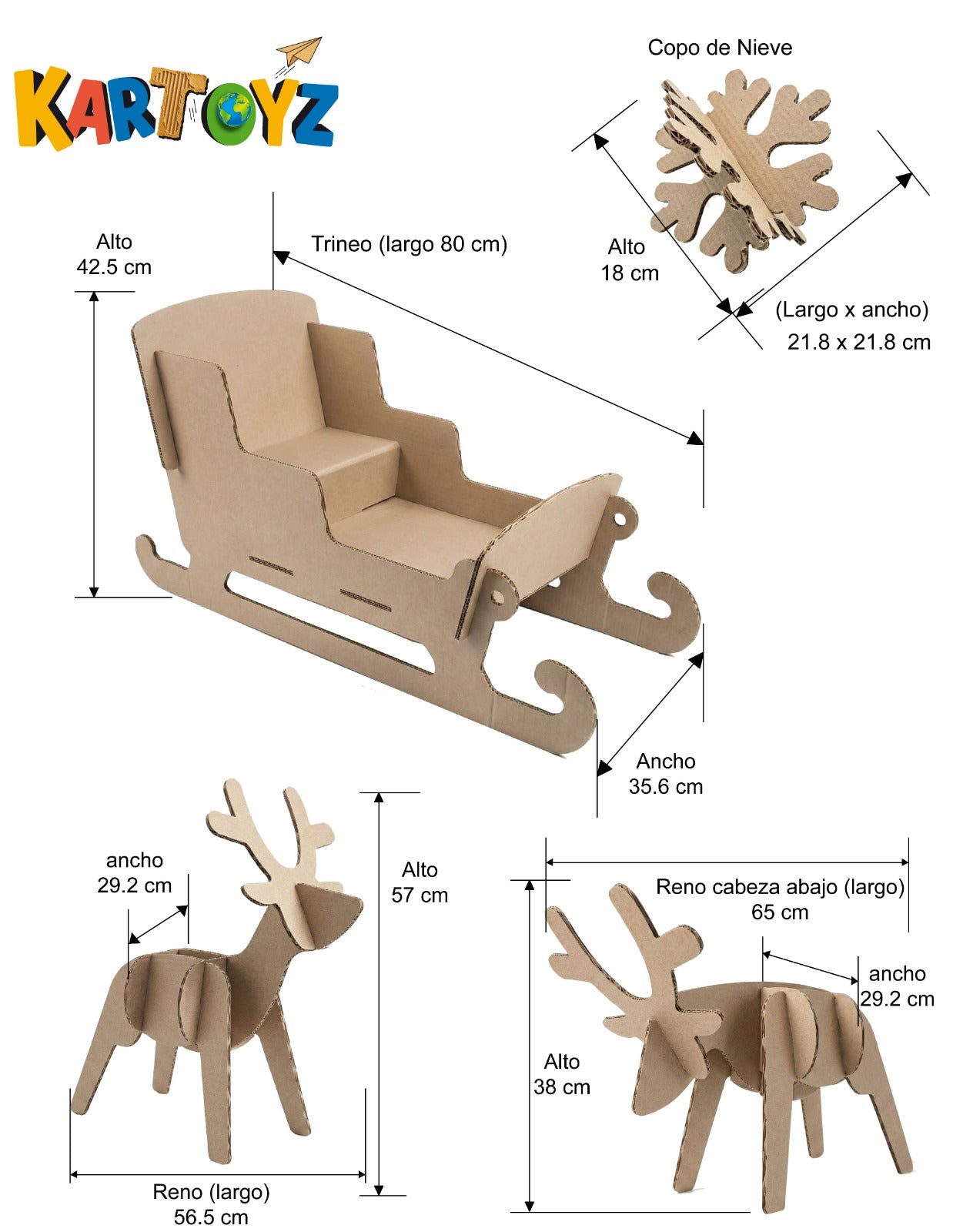 Set trineo, renos y copos