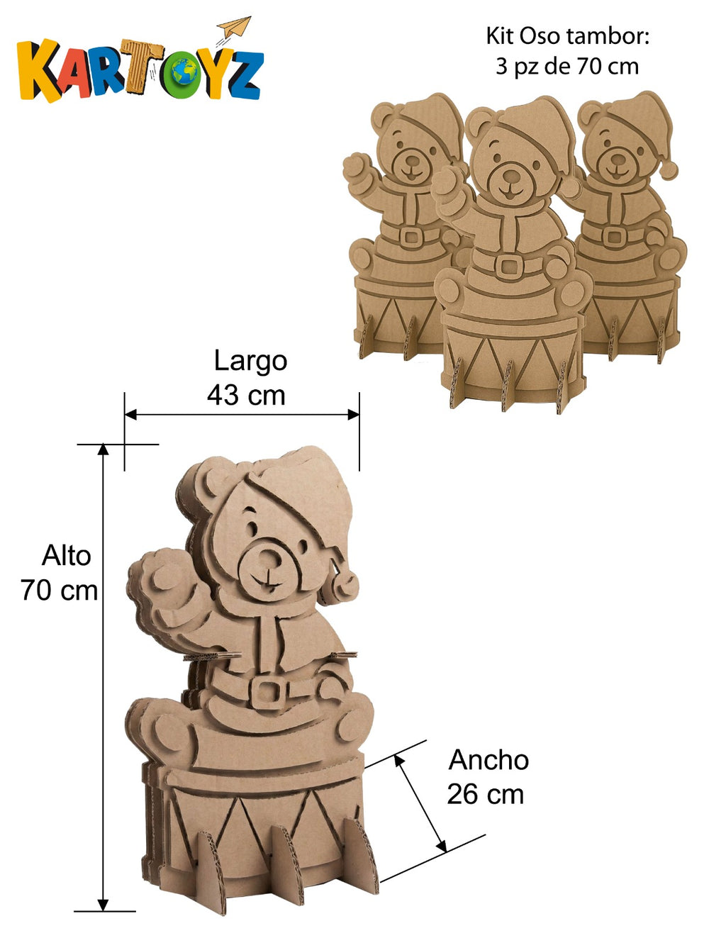 Oso con tambor 70 cm